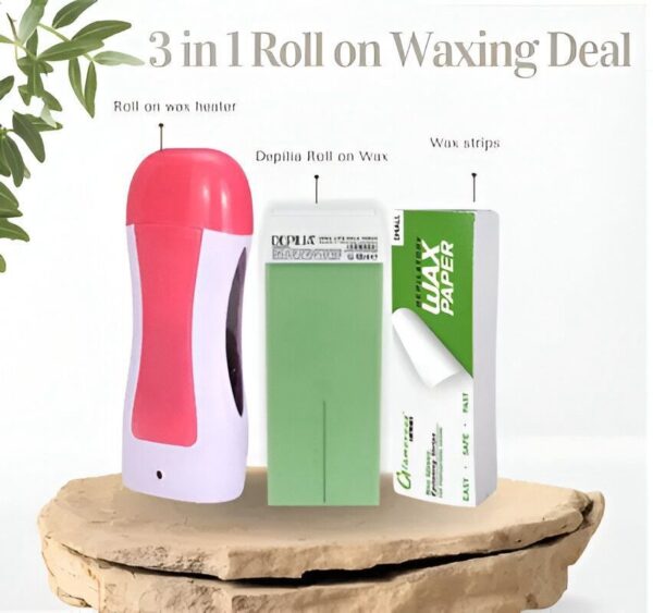 3-in-1 Wax Heater Machine for Hair Removal | Wax Heater Machine + Wax Cartrdige + Wax Strips | Portable Cartridge Wax Warmer with Epilators